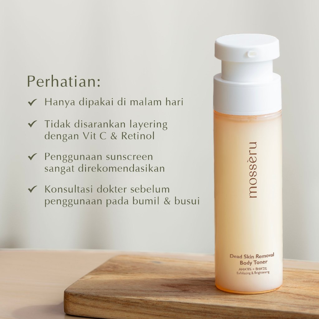 Mossèru AHA 8%+BHA 2% Dead Skin Removal Body Toner | Angkat Set Kulit Mati | Bersihkan Pori | Mencerahkan Badan | Membantu Melembabkan Kulit