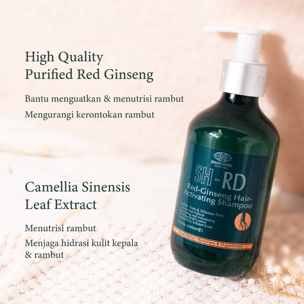 SH-RD Red Gingseng Hair Activating Shampoo 200ml | Cocok untuk Rambut Tipis, Kebotokan & Rontok Parah
