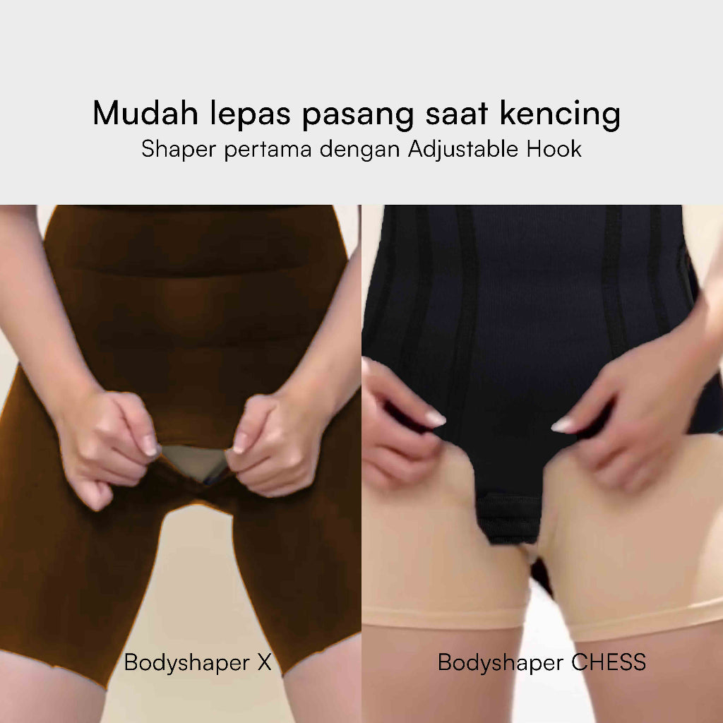 CHESS Bodyshaper / XL - Black / 2x LEBIH CEPAT LANGSING / Shapewear (Tanpa Tulang & Kawat) / Anti Gatal Ruam