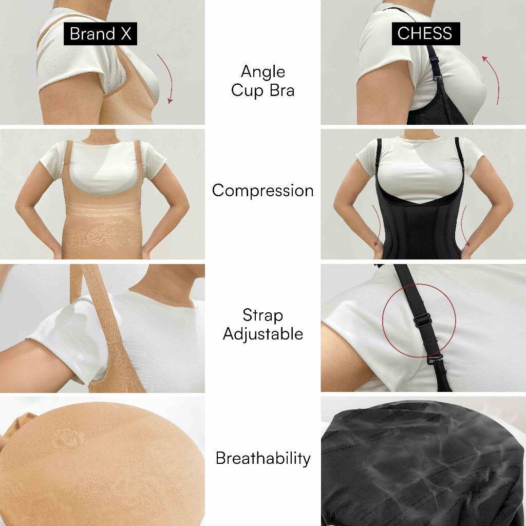 CHESS Bodyshaper / XL - Black / 2x LEBIH CEPAT LANGSING / Shapewear (Tanpa Tulang & Kawat) / Anti Gatal Ruam