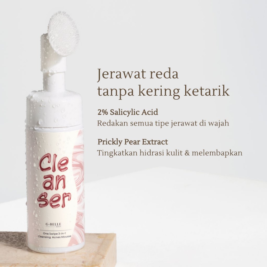 GBELLE | Face wash 3 in 1 Acne Mousse 150ml | Pembersih Wajah | Facial Wash | Face Massage | Kulit Berjerawat | Kulit Iritasi | Kemerahan | Melembapkan | Hydrating | Jerawat | Salicylic Acid