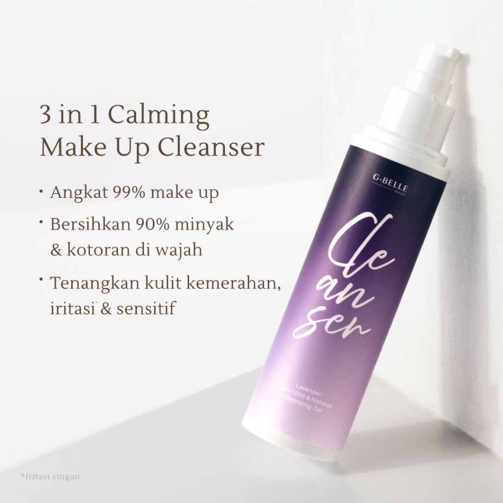 GBELLE | Make up remover & facial wash - LAVENDER 120 ml | Pembersih makeup waterproof tanpa residu | Cleansing gel | Acne Prone Skin | Kerutan | Kulit Sensitif | Kulit Kering | Lavender Oil