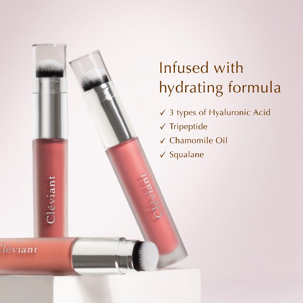 Cleviant - NEW Lasting Serum Flushed Blush |  2 in 1 Aplikator Brush | Blush On |  Longlasting | Liquid Blush | Melembapkan | Fresh All Day | Dewy Finish