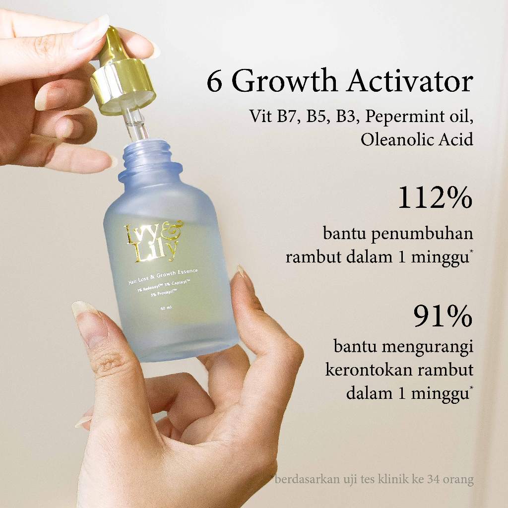 Ivy & Lily - Hair Loss & Growth Essence - 50ml | Hair Essence | Rambut Tipis | Sensitive Scalp | Hair Care