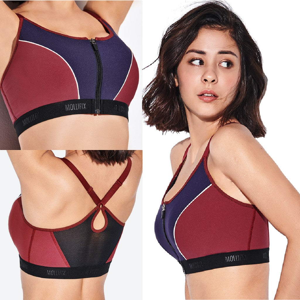 Mollifix | Zip Front Adjustable Strap - Anti Guncang- Fix Pad Sporty Bra - High Intensity