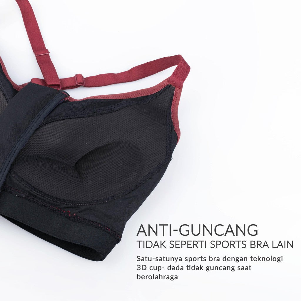 Mollifix | Zip Front Adjustable Strap - Anti Guncang- Fix Pad Sporty Bra - High Intensity