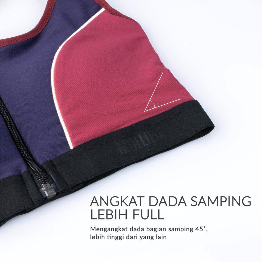 Mollifix | Zip Front Adjustable Strap - Anti Guncang- Fix Pad Sporty Bra - High Intensity