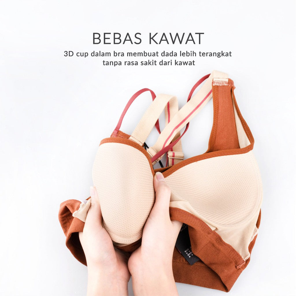 Mollifix | Ultrasoft Strappy - 2in1-Bebas Sakit Dada Terbentuk - Hold Me Bra Harian - Fix Pad