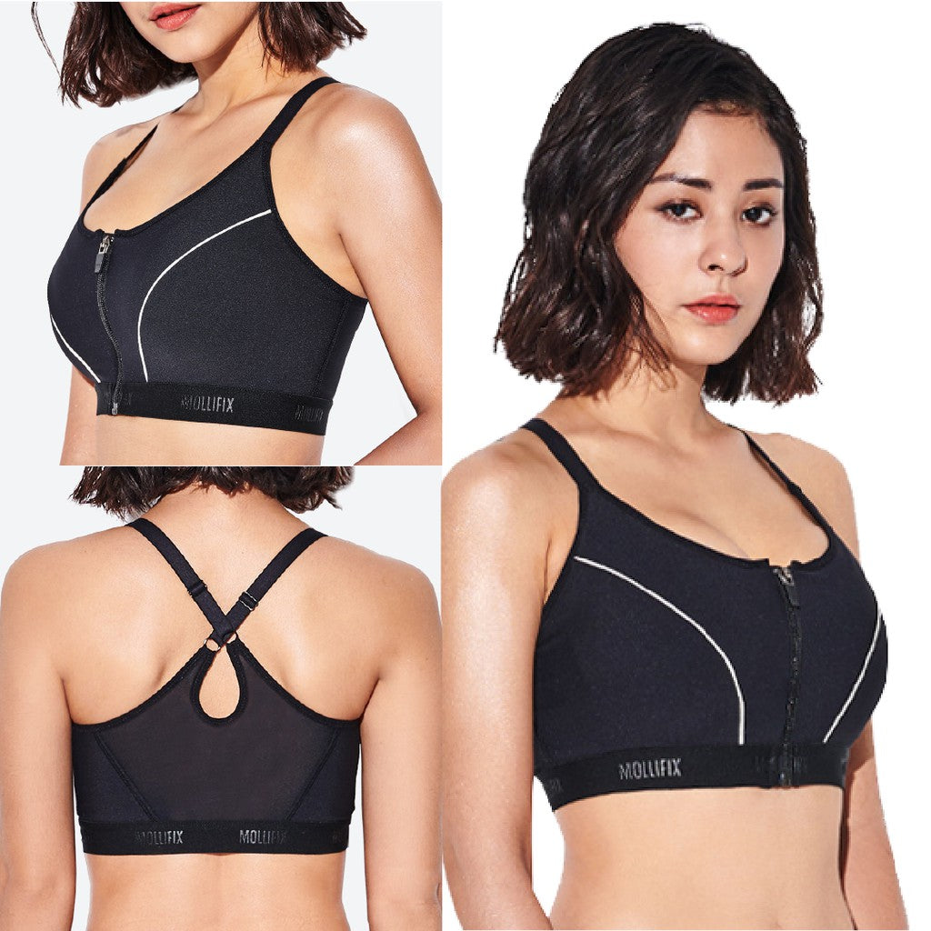 Mollifix | Zip Front Adjustable Strap - Anti Guncang- Fix Pad Sporty Bra - High Intensity