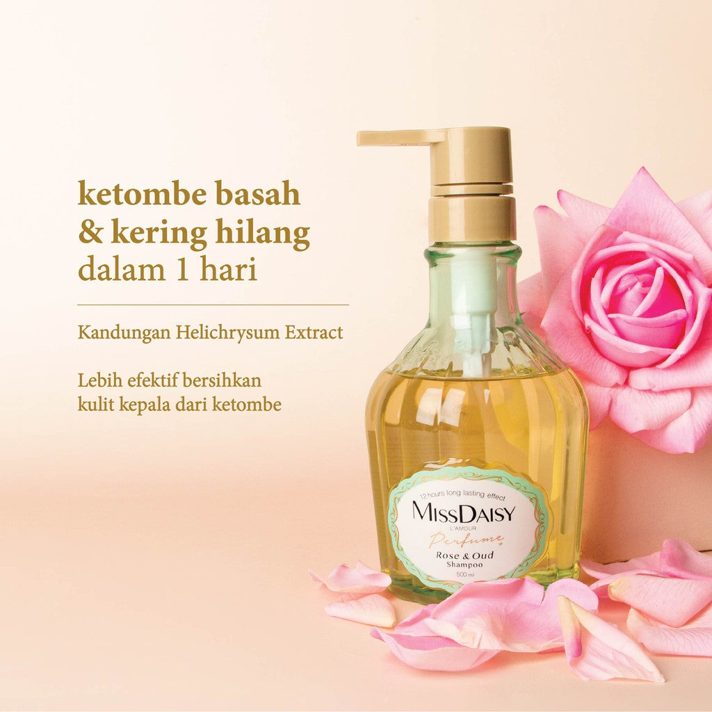 MISS DAISY | Anti Rontok Wangi Tahan Lama 12 Jam | Bulgarian Rose & Oud Perfume Shampoo 500ml